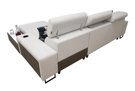 Ecksofa mit Schlaffunktion Flavio grau rechts Komfort elegantes Ecksofa mit einer seitlich zu öffnenden Verlängerungsstange des Möbels