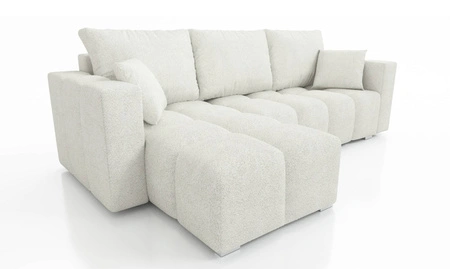 Ecksofa mit Schlaffunktion Linco creme Universal Ecksofa für das Wohnzimmer mit modernem Design aus Boucle-Stoff
