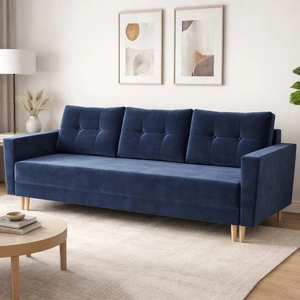 Sofa Telsze blau elegantes Sofa für Wohnzimmer in skandinavischer Form hölzerne hohe Beine Container für Bettzeug