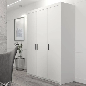 Kleiderschrank Rene 133 cm weiß modernes Design und ABS bearbeitete Kanten