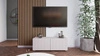 RTV Schrank Colder 100 cm beige mit der Möglichkeit der Aussetzung stilvolle geriffelte Front elegante Form der Möbel in einem modernen Stil