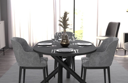 Lyon Tisch 100x138 cm portland ash / schwarz stilvolles Esstischset auf Designer Spider Beinen höhenverstellbar