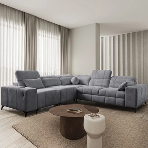 Ecksofa mit Schlaffunktion Penejos III grau links Ecke äußerst bequemes und praktisches Ecksofa für das Wohnzimmer zwei Behälter für Bettzeug