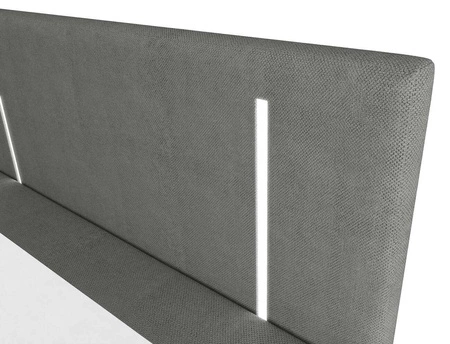 Boxspringbett Norco 140x200 grau stilvolles Bett mit Bettzeug Lagerung Beleuchtung im Kopfteil macht es einzigartig