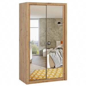 Verspiegelter Schiebeschrank Rico 120 cm Eiche handwerkliches Funktionsmöbel im klassischen Stil idealer Schrank für Schlafzimmer oder Ankleidezimmer