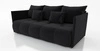 Sofa mit Schlaffunktion Selva schwarz funktionelles Wohnzimmersofa mit Stauraum für Bettzeug aus strapazierfähigem Webstoff