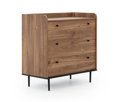 Apallo Möbel Set Brandy Eiche Castello unverwechselbares Design Einheiten auf Metallbeinen subtilen Griffen hohe Ränder der Tischplatten gesetzt