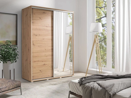Verspiegelter Schiebeschrank Penelope 205 cm Eiche handwerklich moderner Kleiderschrank ideal für eine Schlafzimmergarderobe oder Flur