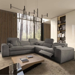 Ecksofa mit Schlaffunktion Viano III Lux grau rechts modernes Ecksofa für Wohnzimmer mit ausziehbarem Fußteil Bettwäschecontainer