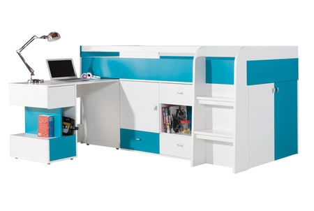 Mobi 7 Kindermöbel-Set weiß/türkis ideal für ein Jugend- oder Kinderzimmer im trendigen Stil