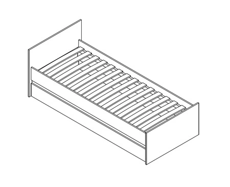 Bett Simple 90x200 cm puderrosa bequemes und praktisches Bett für Mädchenzimmer mit hohem Kopfteil