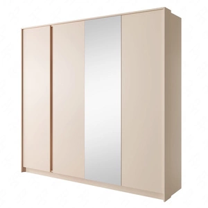 Beloit 223 cm Spiegelschrank Eiche beige moderne Form originelle vertikale LED-Beleuchtung idealer Kleiderschrank für Schlafzimmer