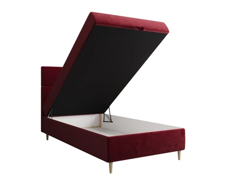 Boxspringbett Bing 100x200 dunkelrot im modernen skandinavischen Stil mit gepolstertem Kopfteil Bett mit Staukasten