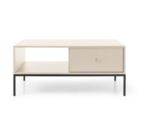 Couchtisch Mono Beige Mit Schubladen minimalistisches Design Tischplatte beständig gegen verschüttete Flüssigkeiten