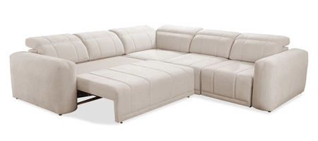 Ecksofa mit Schlaffunktion Cetara III Esche grau ergonomisches Ecksofa für Rechtshänder mit verschiebbarer Rückenlehne und verstellbaren Kopfstützen