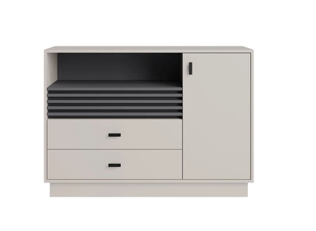 Kommode Estan 120 cm beige / anthrazit modernes Möbeldesign hochwertige Verarbeitung Kommodeneinfassung mit Spezialfurnier verarbeitet