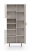 Bücherregal Sula 80 cm beige elegantes Design stabil hohe Beine Bücherregal mit Türen für Wohnzimmer geriffelte Front mit push to open System