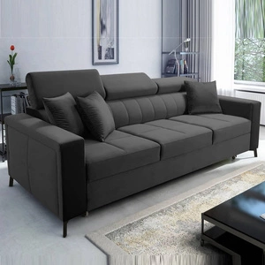 Sofa mit Schlaffunktion Nausa Graphit mit verstellbaren Kopfstützen widerstandsfähig gegen Abrieb und Kratzer bequem zum Entspannen