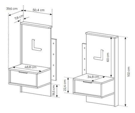 Dover Nachttische Kastanie/Anthrazit mit Schublade moderne Möbelform LED-Beleuchtung idealer Schlafzimmerschrank