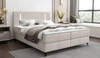 Boxspringbett Norco 160x200 ecru stilvolles Bett mit Bettwäsche Container Beleuchtung im Kopfteil gibt Einzigartigkeit