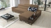 Ecksofa mit Schlaffunktion Flavio hellbraun rechts bequemes elegantes Ecksofa mit einer seitlich zu öffnenden Verlängerungsstange des Möbels