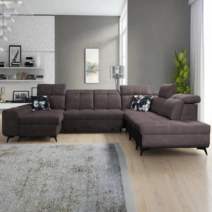 Ecksofa mit Schlaffunktion Buffalo X braun links funktionelles und bequemes Ecksofa für einen Raum mit Bettzeugcontainern