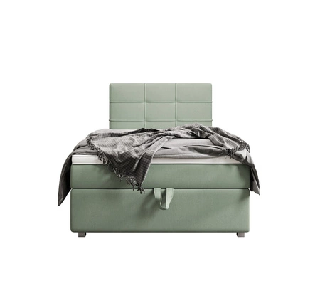 Boxspringbett Fresno 90x200 mintgrün modern skandinavischen Stil mit gepolstertem Kopfteil Bett mit Staukasten