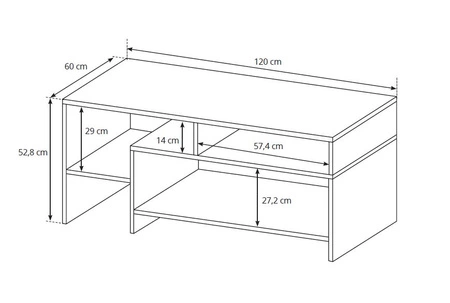 Couchtisch Elma weiß / Eiche Enkel moderne Möbel Design Tischkante mit speziellen ABS-Furnier beendet