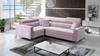 Nausa II Ecksofa mit Schlaffunktion puderrosa links Samt Ziernähte auf der Sitzfläche Ecksofa mit Bettzeugbehälter