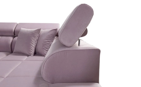 Ecksofa mit Schlaffunktion Nausa VI puderrosa linke Seite stilvolles Ecksofa für Wohnzimmer mit komfortabler Verarbeitung Samt Typ Stoff