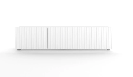 RTV Schrank Colder 150 cm weiß mit Möglichkeit der Aufhängung stilvolle geriffelte Front elegante Form der Möbel im modernen Stil