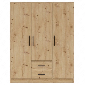 Kleiderschrank Caspe 150 cm Eiche handwerkliche Garderobe modernes Design ABS-Finish und schwarze Griffe