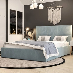 Polsterbett Hestia 140x200 mit Stauraum Türkis moderner skandinavischer Stil mit bequemem Kopfteil