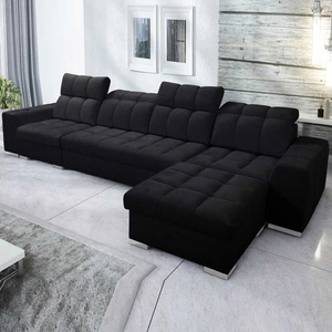 Ecksofa mit Schlaffunktion Luigi XII schwarz rechte Seite stilvolle Ecksofa für Wohnzimmer in minimalistischen und eleganten Finish