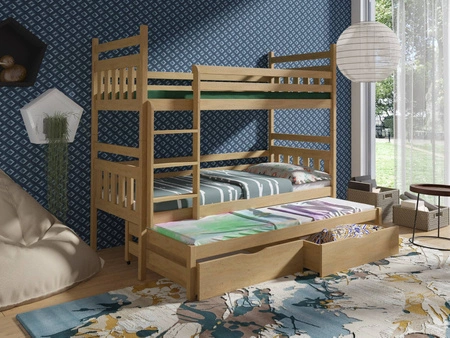 Etagenbett Hania 3-Personen 80x190 cm ideal für ein Kinderzimmer spart Bodenfläche nimmt den Platz eines Einzelbettes