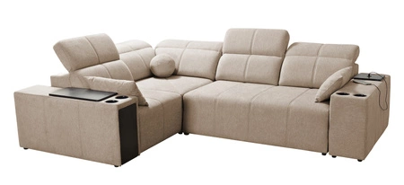 Ecksofa mit Schlaffunktion Tesalia II grau links bequemes Ecksofa für Wohnzimmer mit verschiebbarer Rückenlehne Bettzeugcontainer