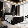 Tifton 160x200 schwarzes Polsterbett mit Staukasten im modernen Stil mit markantem Kopf- und Fußteil mit Kristallen verziert