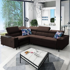 Ecksofa mit Schlaffunktion Belvi II braun links elegantes und ergonomisches Ecksofa für das Wohnzimmer praktischer Stauraum an der Seite