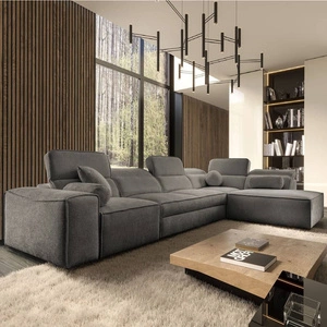 Ecksofa mit Schlaffunktion Viano XI grau rechte Seite modisches und stilvolles Ecksofa mit verstellbaren Kopfstützen Zierkissen