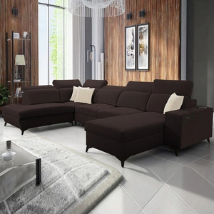 Ecksofa mit Schlaffunktion Kelly Sleek VI braun rechte Seite modernes Design Ecksofa für Wohnzimmer mit verstellbaren Kopfstützen