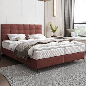Boxspringbett Irvine 140x200 Ziegelstein stilvolles Bett mit Bettzeugablage und hohem Kopfteil besticht durch sein elegantes Design