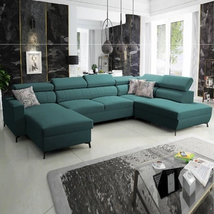 Ecksofa mit Schlaffunktion Savona VI türkis links elegantes und bequemes Ecksofa für Wohnzimmer mit zwei Bettkästen