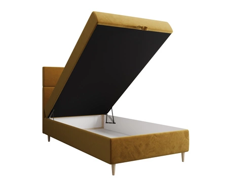 Boxspringbett Bing 120x200 Senfgelb im modernen skandinavischen Stil mit gepolstertem Kopfteil Bett mit Staukasten