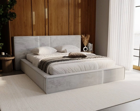 Polsterbett Palise 180x200 grau Esche stilvolles Bett mit Bettzeugablage bequemes Kopfteil besticht durch sein elegantes Design