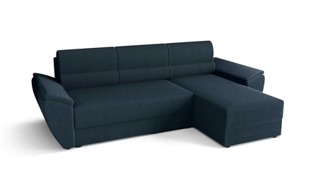 Ecksofa mit Schlaffunktion Fogu II blau rechtsseitig stilvolles Ecksofa mit bequemen Armlehnen und Bettzeugcontainer
