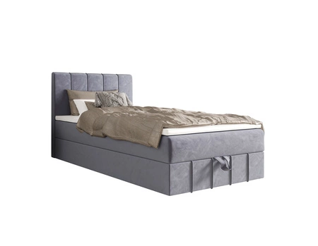 Boxspringbett Casey 90x200 blau Bett im modernen skandinavischen Stil mit gepolstertem Kopfteil Bett mit Staukasten