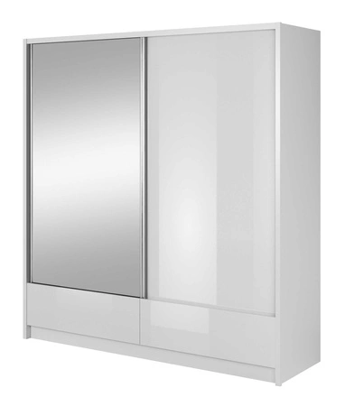 Vivio 204 cm Schiebeschrank weiß Glanz modernes Design Kleiderschrank ideal für ein Schlafzimmer Kleiderschrank oder Flur