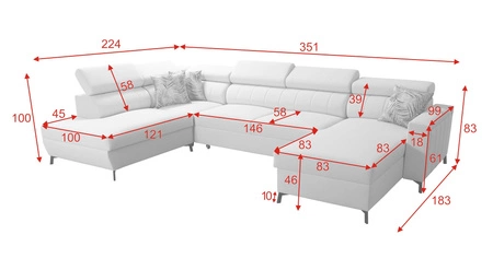 Ecksofa mit Schlaffunktion Savona VI braun / weiß rechts elegantes und bequemes Ecksofa für das Wohnzimmer zwei Container für Bettzeug