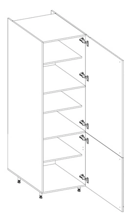 Verdi 60 Küchensockel DK-215 2F feuchtigkeits- und beschädigungsbeständiger Schrank schwarze Metallgriffe