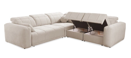 Ecksofa mit Schlaffunktion Cetara III blau rechts Ergonomisches Ecksofa mit verschiebbarer Rückenlehne und verstellbaren Kopfstützen